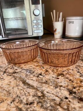 Vintage “Forte Crisa”Mexican Pink Depression Glass Dessert Bowls - Set of 2